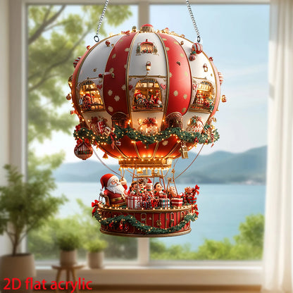 Balloon Christmas Day Ornaments 2D Flat Acrylic Hot Air Balloon Glass Ornament For Christmas Day Big Decoration IntéRieur