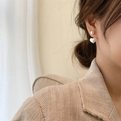 New Fashion love Heart Pearl Earrings for Women Sweet Elegant Temperament Drop Earring Trend Jewelry Accessories