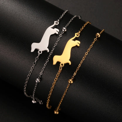 Cute Dachshund Dog Stainless Steel Bracelet for Women's Valentine's Day Commemorative Day Jewelry and Gift Wholesale