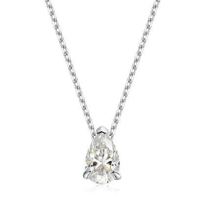 Smyoue Certified 1CT 2CT Pear Cut D VVS1 Moissanite Necklace for Women 18k Gold Plated Jewelry 100%  Sterling Silver 925 Pendant