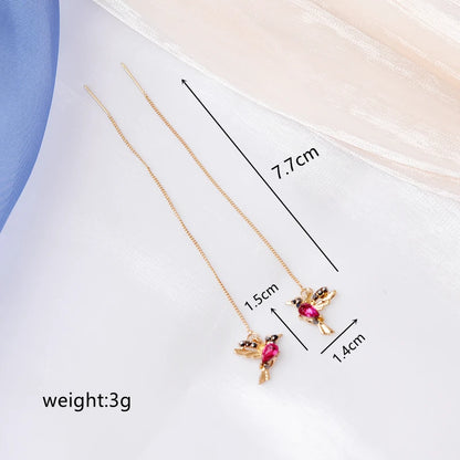 Trend Long Wire Tassel Thread Chain Climb Star Heart Beads Pendants Drop Earrings for Women Straight Hanging Ear Jewelry