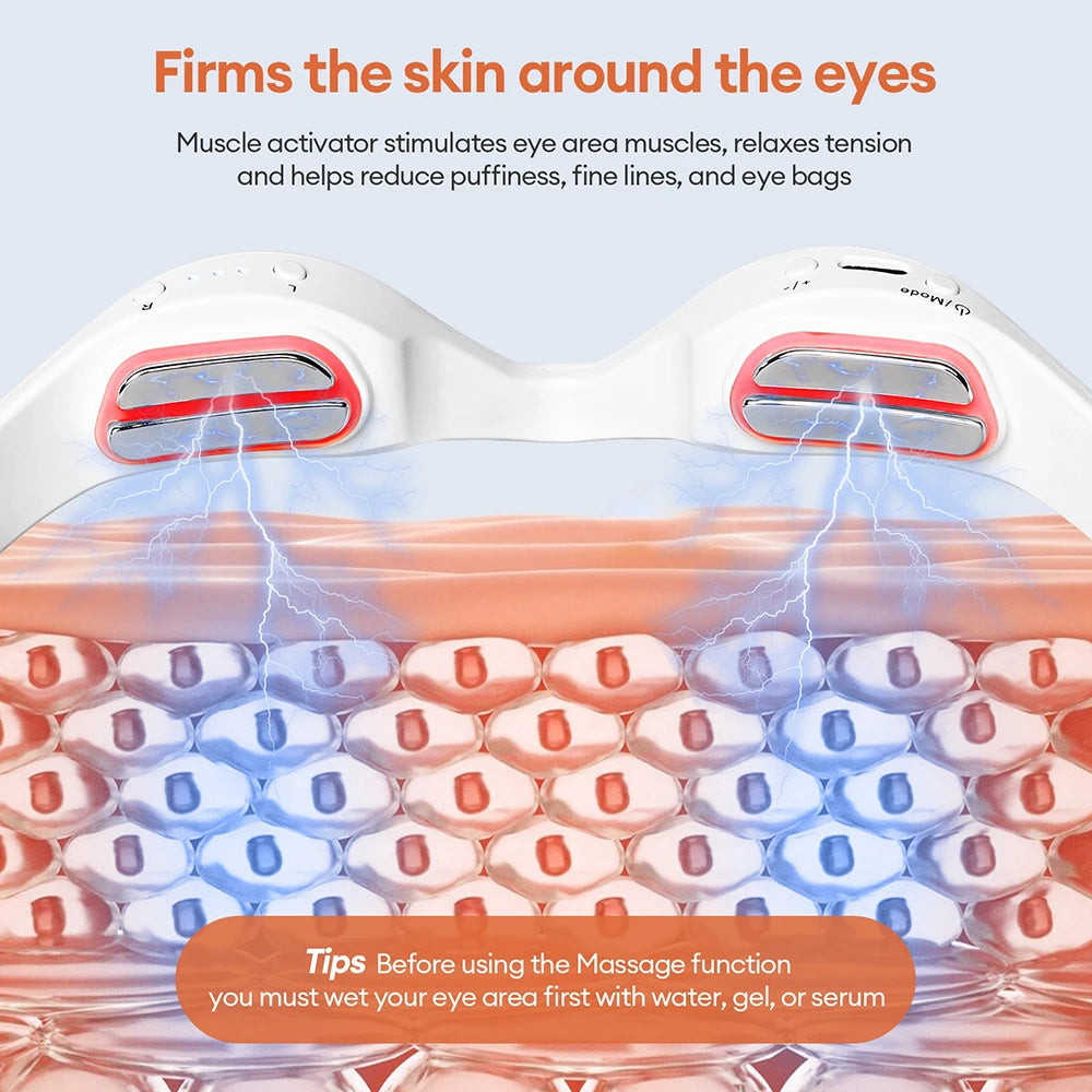 Electric 3D Eyes Massager EMS Eye Massage Glasses Red Light Eye Care Lighten Dark Circles Eye Relax Massager