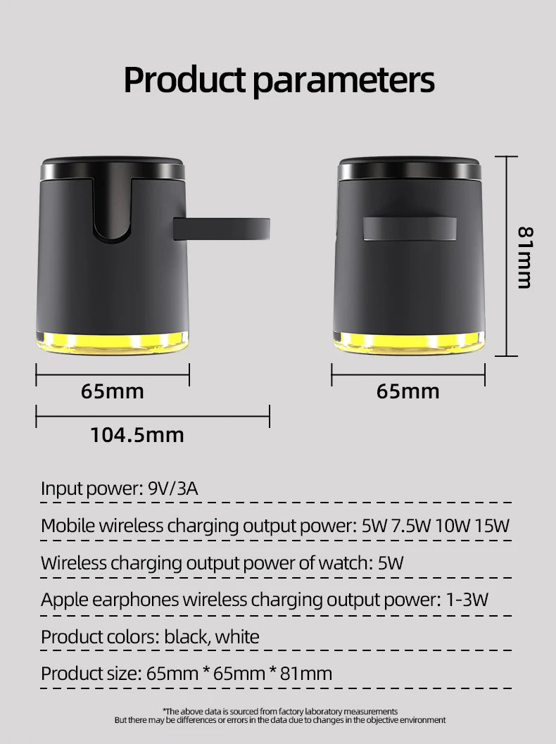 4 in 1 QI2 Wireless Charger Fast Charging Dock Stand Night Light For Magsafe iPhone 16 15 14 Pro Max Airpods Pro 2-8 Apple Watch