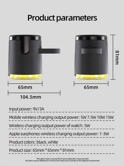 4 in 1 QI2 Wireless Charger Fast Charging Dock Stand Night Light For Magsafe iPhone 16 15 14 Pro Max Airpods Pro 2-8 Apple Watch