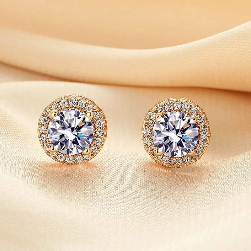 Moissanite Earrings for Women Pass Diamond Test Pen 100%  With Certificate Ear Studs 925 Sterling Silver Fine Jewelry