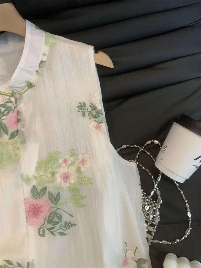 New Women's Jackets Women's vest Amoi Chinese Beaded Embroidered Fashion Beautiful Vest Coat Women's National Temperament Coat