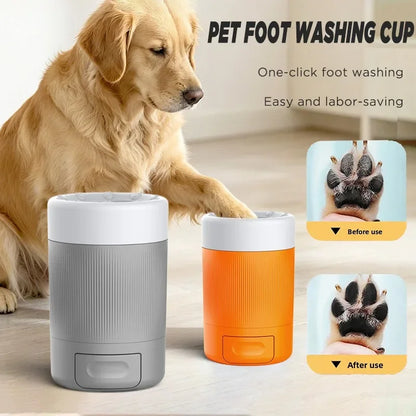 Pet Foot Washing Cup for Cat Dog Clean Grooming Artifact with Soft Silicone Brush Portable Semi Automatic Dogs Cleaning Supplies