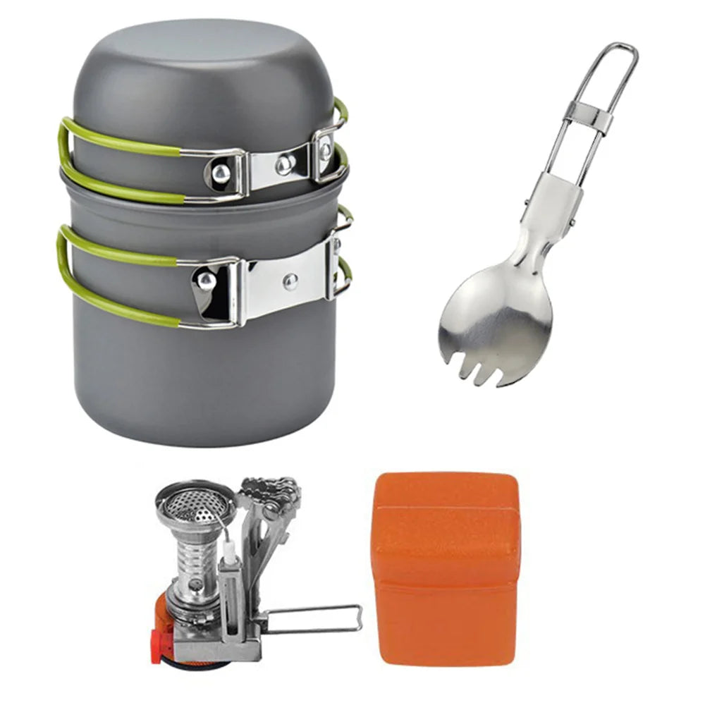 Outdoor Camping Cooking Set Optional Stove Combo Portable Cookware Tableware For Hiking Picnic Backpacking BBQ Supplies