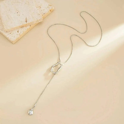 Unique Sexy Long Chain Geometric Pendant Choker Necklace for Women Vintage Adjustable Sweater Cross Chain Jewelry Gift