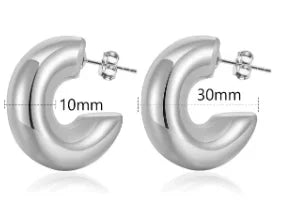 Luxury Shiny Zircon Hoop Earrings for Women Trendy Golden Stainless Steel Wed Ear Geometric Circle Earring Jewelry Pendientes