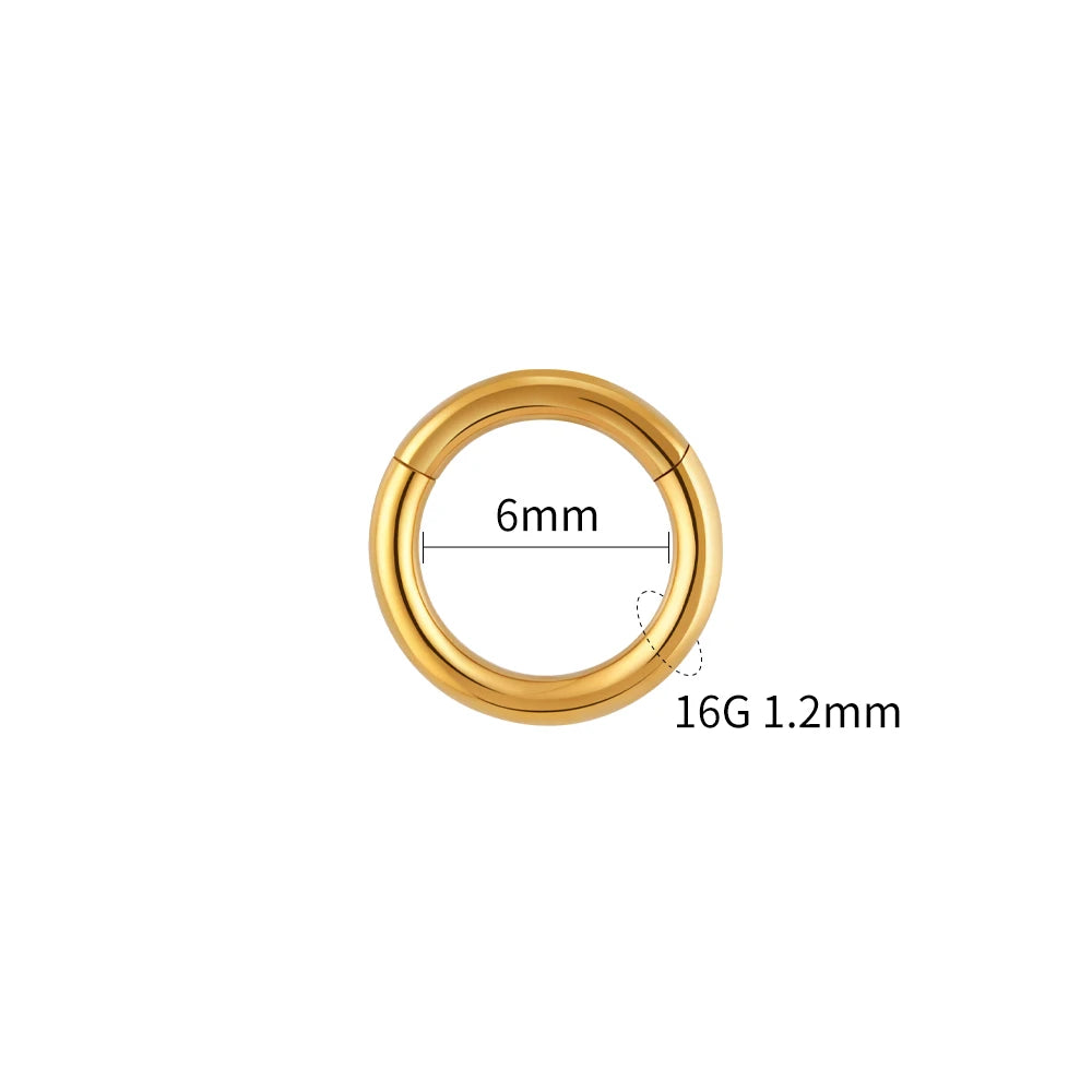 Right Grand ASTM F136 Titanium Hinged Hoop Nose Rings 20G 18G 16G Septum Ring Body Piercing Jewelry Helix Cartilage Rook Earring