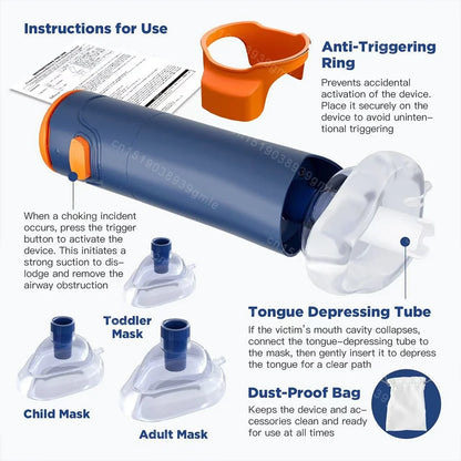 Auto First Aid Choking Rescue Device Travel Home CPR Choking Emergency Device Adult Children Portable Asphyxia Rescue Machine