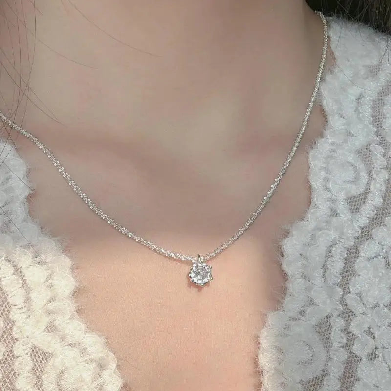 Korean Sparkling Starry Zircon Pendant Necklace For Women Jewelry 2026 Trending New Fashion Women's Silver Color Necklaces