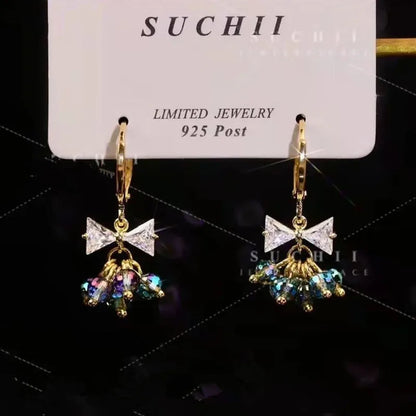 New Trend Simulation Pearl Long Earrings Women's Flower Rhinestone Wedding Pendant Earrings Fashion Korean Jewelry Earrings