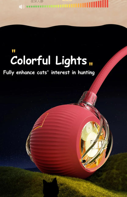 New Cat Interactive Ball Toy Automatic Rolling Ball Faux Tail Rechargeable Smart Pet Electric Toy Dog Cat Training Imitate Mouse