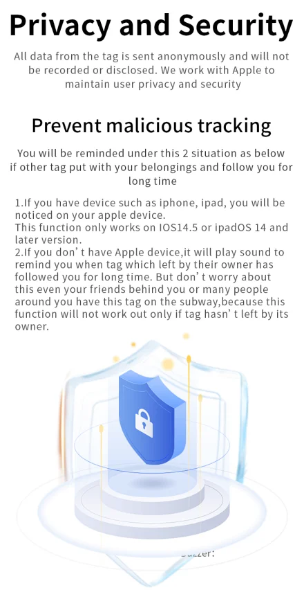 Security Bluetooth GPS Tag Based on iphone Find My app Anti-lose Tracker Sound Locate Message Reminder Alarm Key Finder