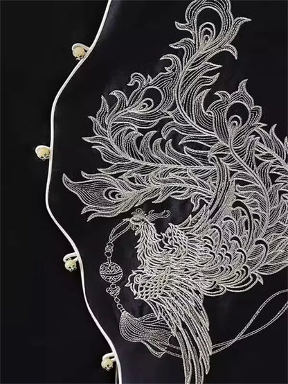 Women's Vest Women's Jackets Chinese Style Golden Phoenix Embroidered Spring and Autumn Vest Women's Single-breasted Vest Coat