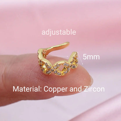 1Pc Fashion Geometry Crystal CZ  Leaf Clip Earring For Women Without Piercing Punk Vintage Star Ear Cuff Wrap Adjustable Jewelry
