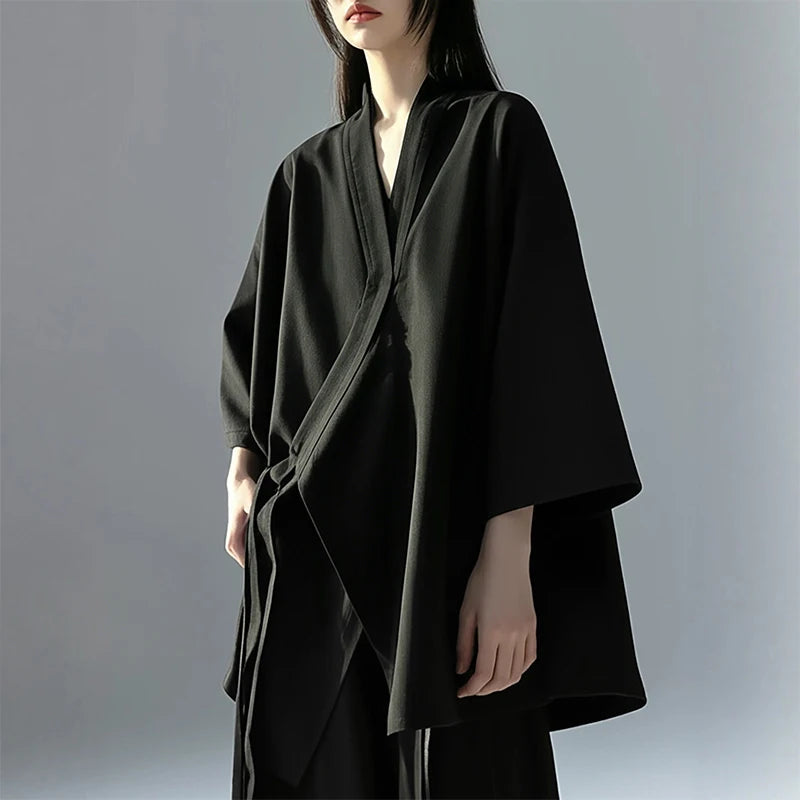 New Chinese-style Women Shirts Fashion Casual Streetwear Taoist Robe Ancient Coat Asymmetric Tops Zen Style Blouses