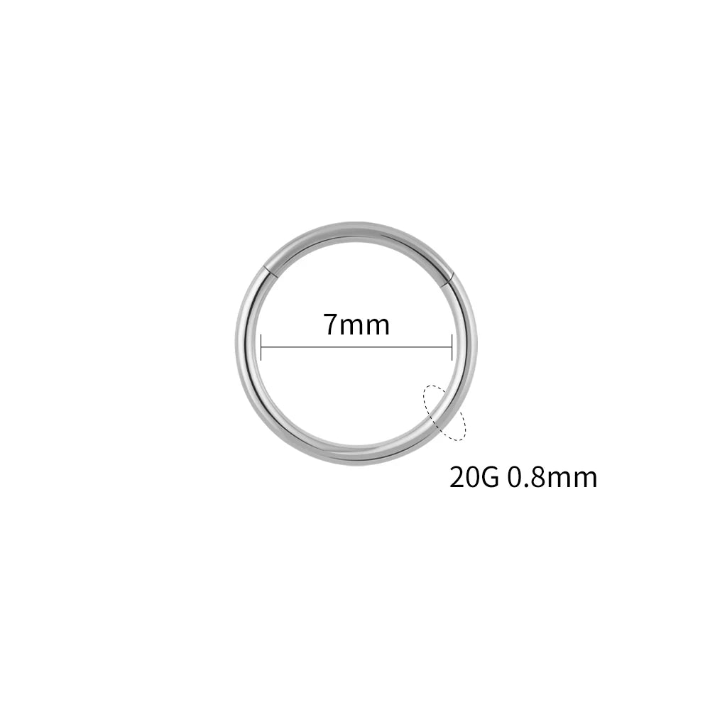 Right Grand ASTM F136 Titanium Hinged Hoop Nose Rings 20G 18G 16G Septum Ring Body Piercing Jewelry Helix Cartilage Rook Earring