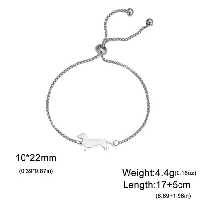 Cute Dachshund Dog Stainless Steel Bracelet for Women's Valentine's Day Commemorative Day Jewelry and Gift Wholesale