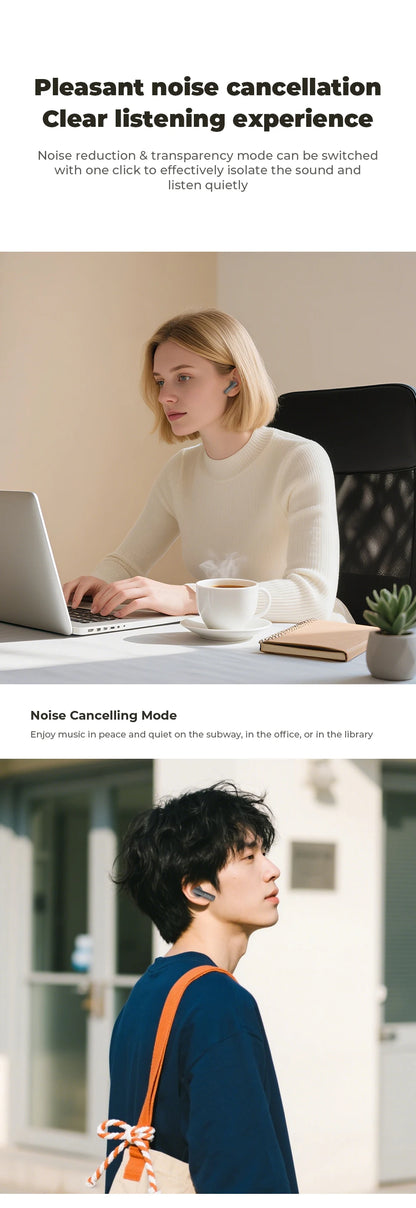 [Ultra HD Screen] HTC NE40 Earphones Bluetooth V6 TWS Sports Wireless Headphones AI Translator Earbud In-Ear Noise Reduction Mic