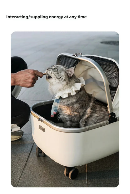 Lightweight Pet Travel Carrier Large Capacity Cat Backpack Shock-Absorbent Rolling Dog Trolley Adjustable Handle Pet Stroller