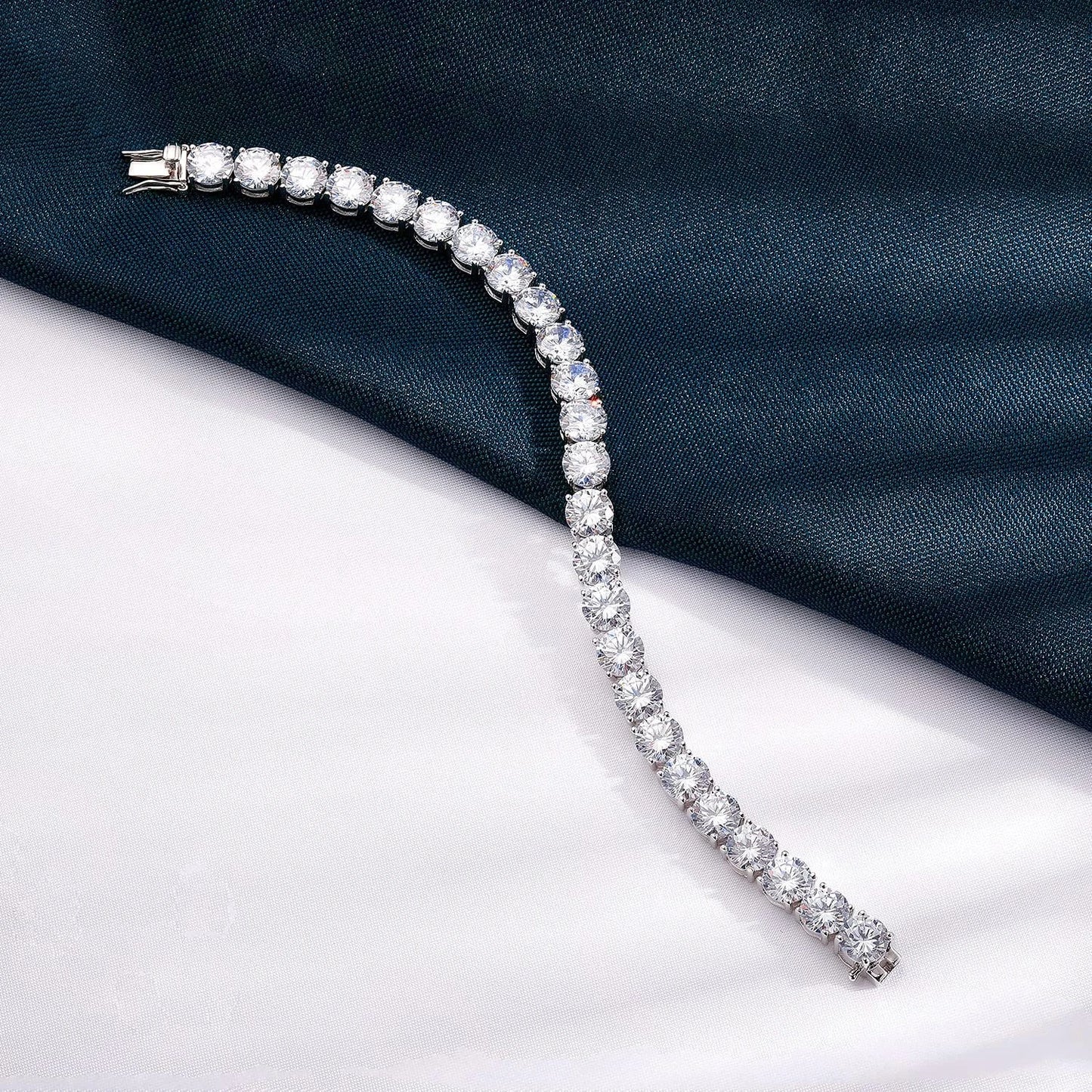MooSuun 3mm--6.5mm Moissanite Diamond Tennis Bracelet for Women Men Luxury Fine Jewelry Pass Test S925 Sterling Silver