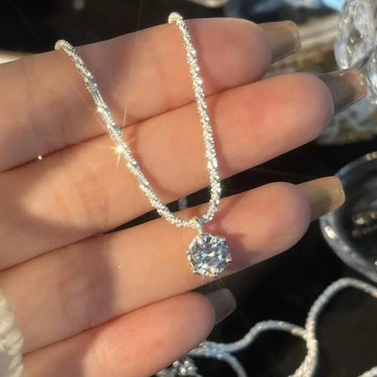 Korean Sparkling Starry Zircon Pendant Necklace For Women Jewelry 2026 Trending New Fashion Women's Silver Color Necklaces
