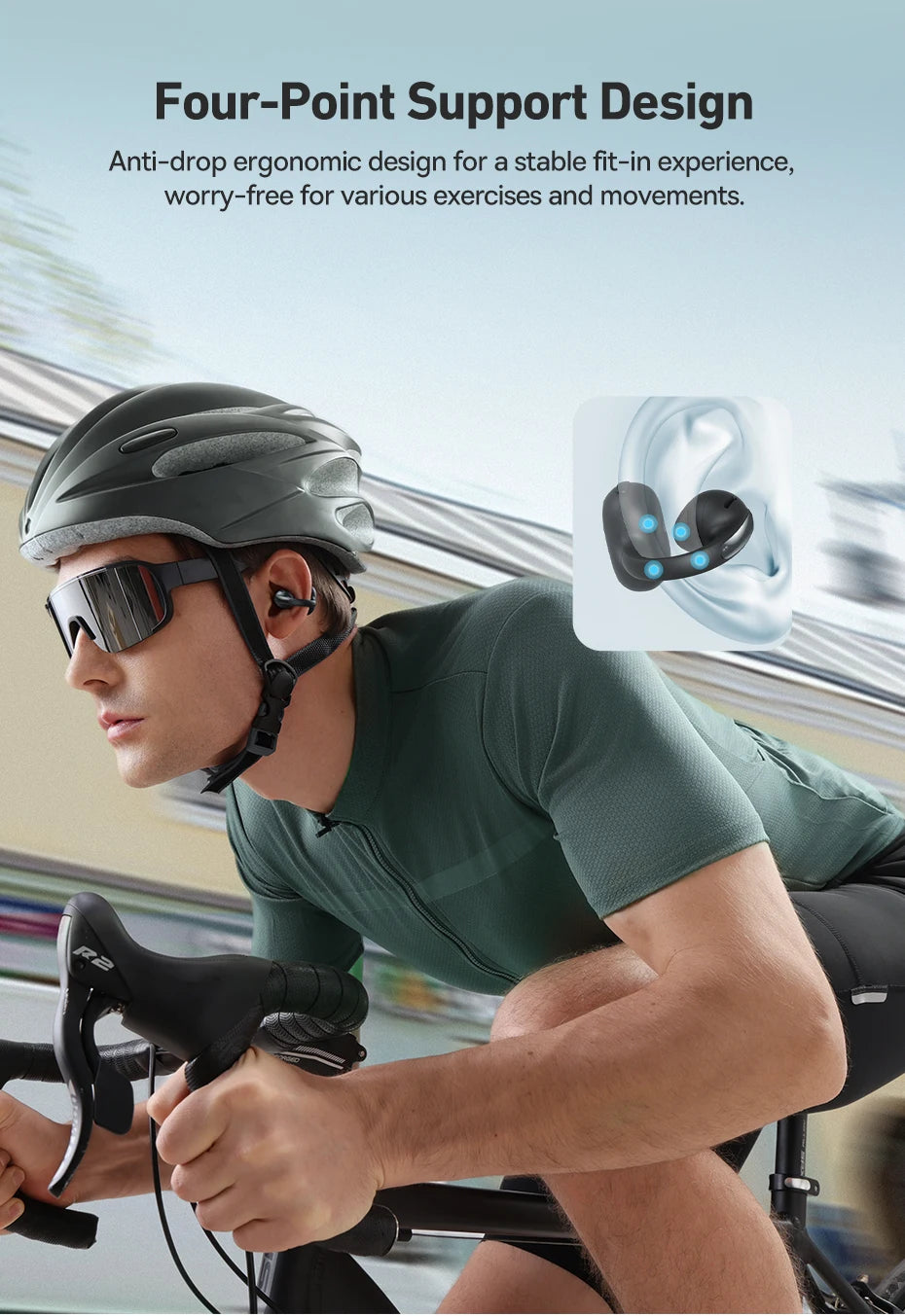 Baseus Bowie MC1 Ear Clip Wireless Earphones Bluetooth 5.4 Open-Ear Headphones Clip-On Sports Earbuds  IP57 Waterproof AI-Bass