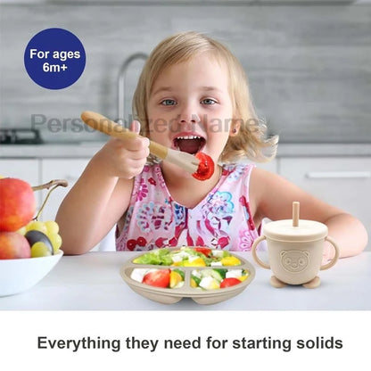 Personalized Name Baby Feeding Set Kids Silicone Plate Bowl Straw Cup Customized Children's Tableware Baby Supplies Newborn Gift