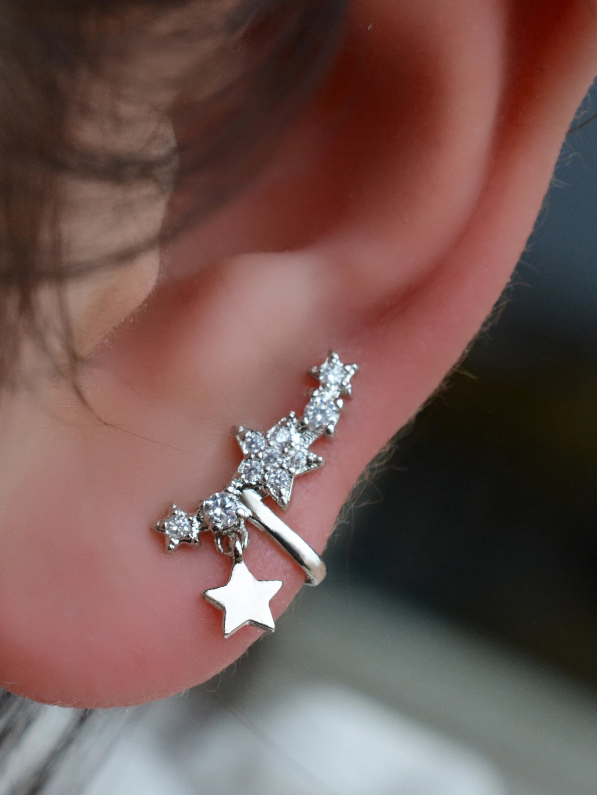 1Pc Fashion Geometry Crystal CZ  Leaf Clip Earring For Women Without Piercing Punk Vintage Star Ear Cuff Wrap Adjustable Jewelry