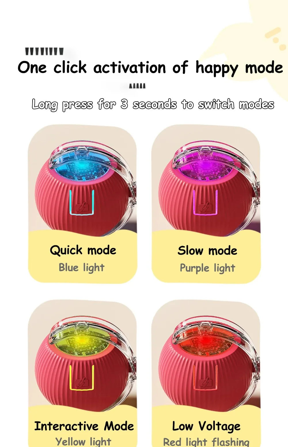 New Cat Interactive Ball Toy Automatic Rolling Ball Faux Tail Rechargeable Smart Pet Electric Toy Dog Cat Training Imitate Mouse