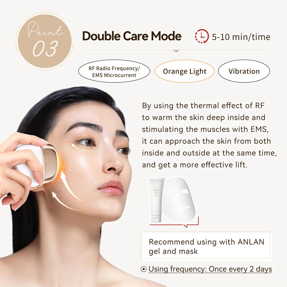 ANLAN Multi-Polar RF Beauty Device EMS Facial Lifting Skin Tightening Anti-Aging Wrinkle 3 Color Light Skincare Massage 24K Gold
