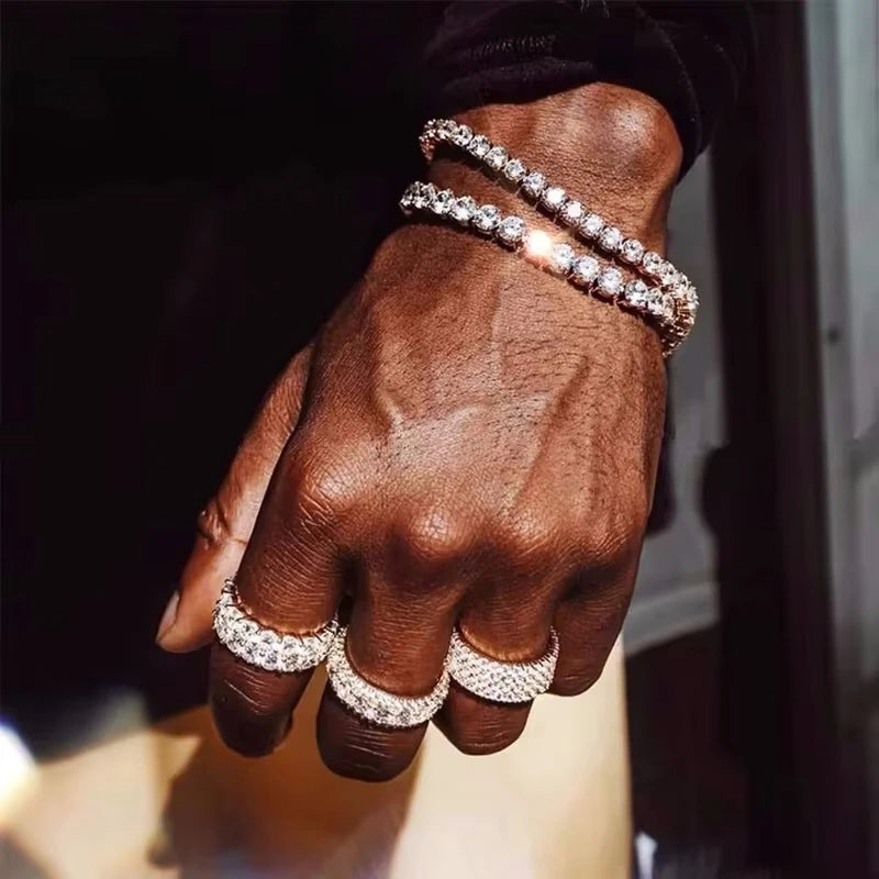 925 Sterling Silver Tennis Bracelet 2/4mm Cubic Zirconia for Women Mens Crystal Chain on The Hand Hip-hop Streetwear Jewelry