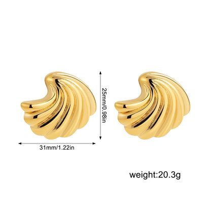 Vintage Stainless Steel Gold Plated Texture Snail Conch Shell Earrings for Women CZ Zircon Starfish Earring Beach Jewelry Gifts