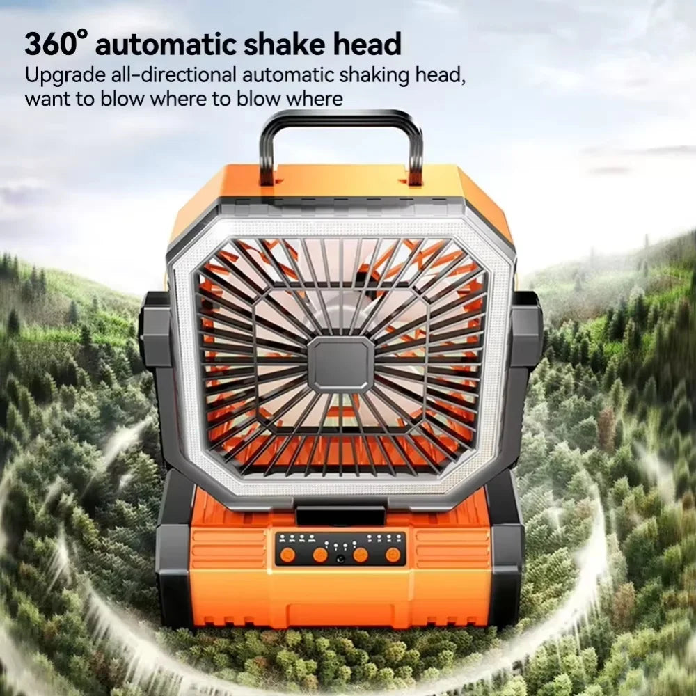 Multifunctional Portable Cooling Fan 20000mAh Waist‑clip Fan,Folding Hand‑held Turbo Fan,270°Rotatable Camping Fan With LED Light Outdoor Rechargeable Mini Air Cooler For Camping Working Travel