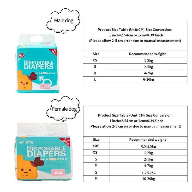 Female Dog Diaper Super Absorption Pet Menstrual Physiological Pants Leakproof Nappies Pants Breathable Puppy Short Dog Supplies