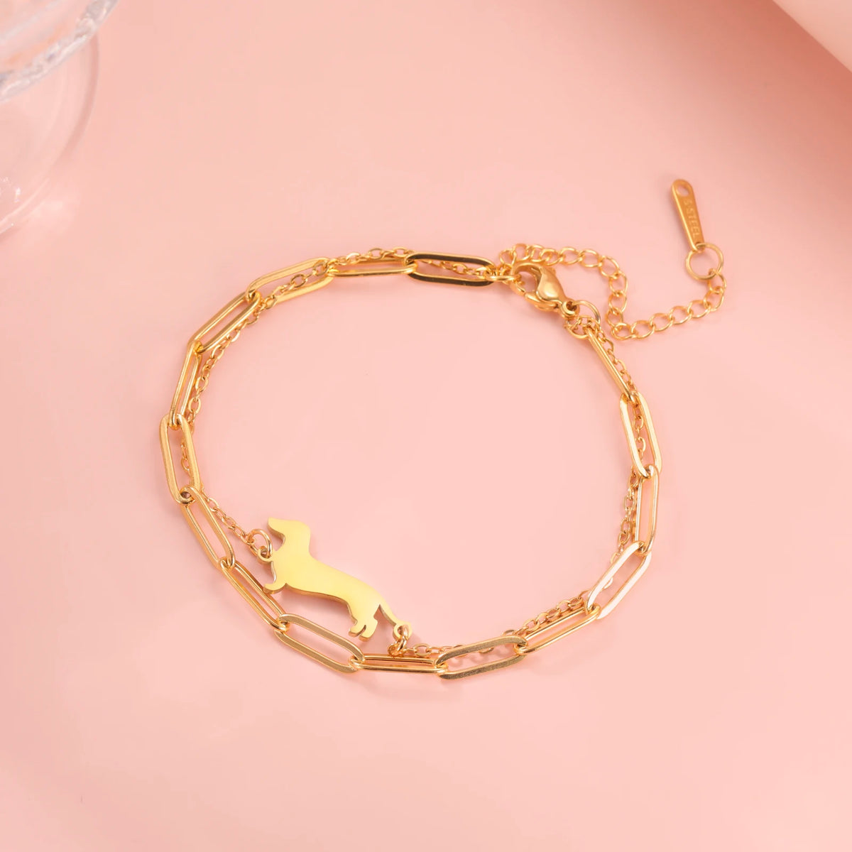 Cute Dachshund Dog Stainless Steel Bracelet for Women's Valentine's Day Commemorative Day Jewelry and Gift Wholesale