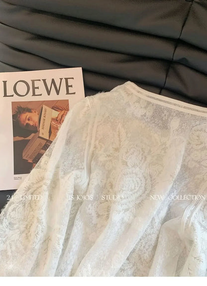 Heavy Industry Lace Hollow Shirt Underwear for Women's Spring New Style Retro Button New Chinese Style Top