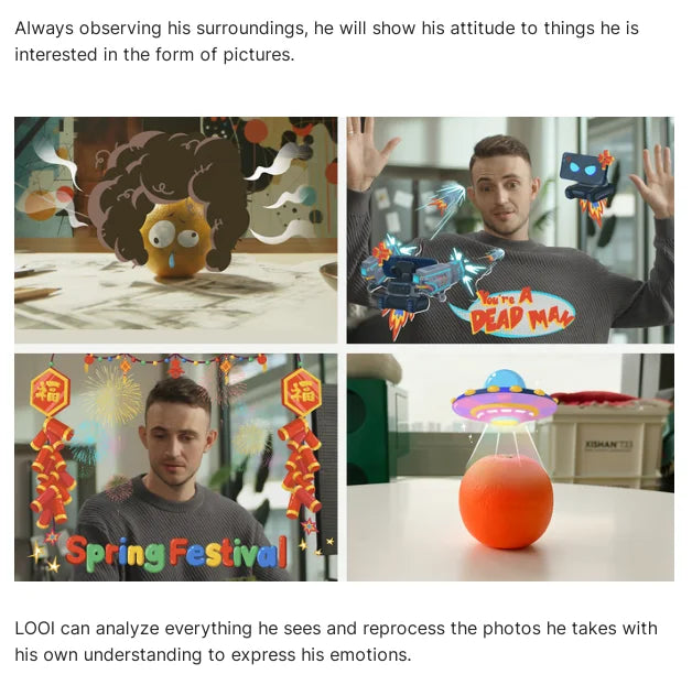 looi robot smartphone looi robot chatgpt large model English voice dialogue visual recognition interactive smart toy gift