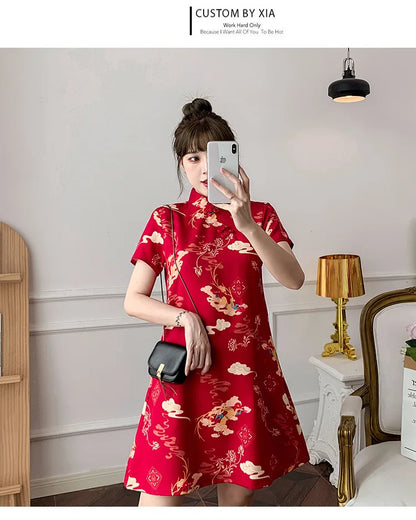 Chinese Traditional Dress Qipao for Women Fashion Vintage Lace Cheongsam Vestidos Autumn Sexy Elegant Party Wedding Clothing