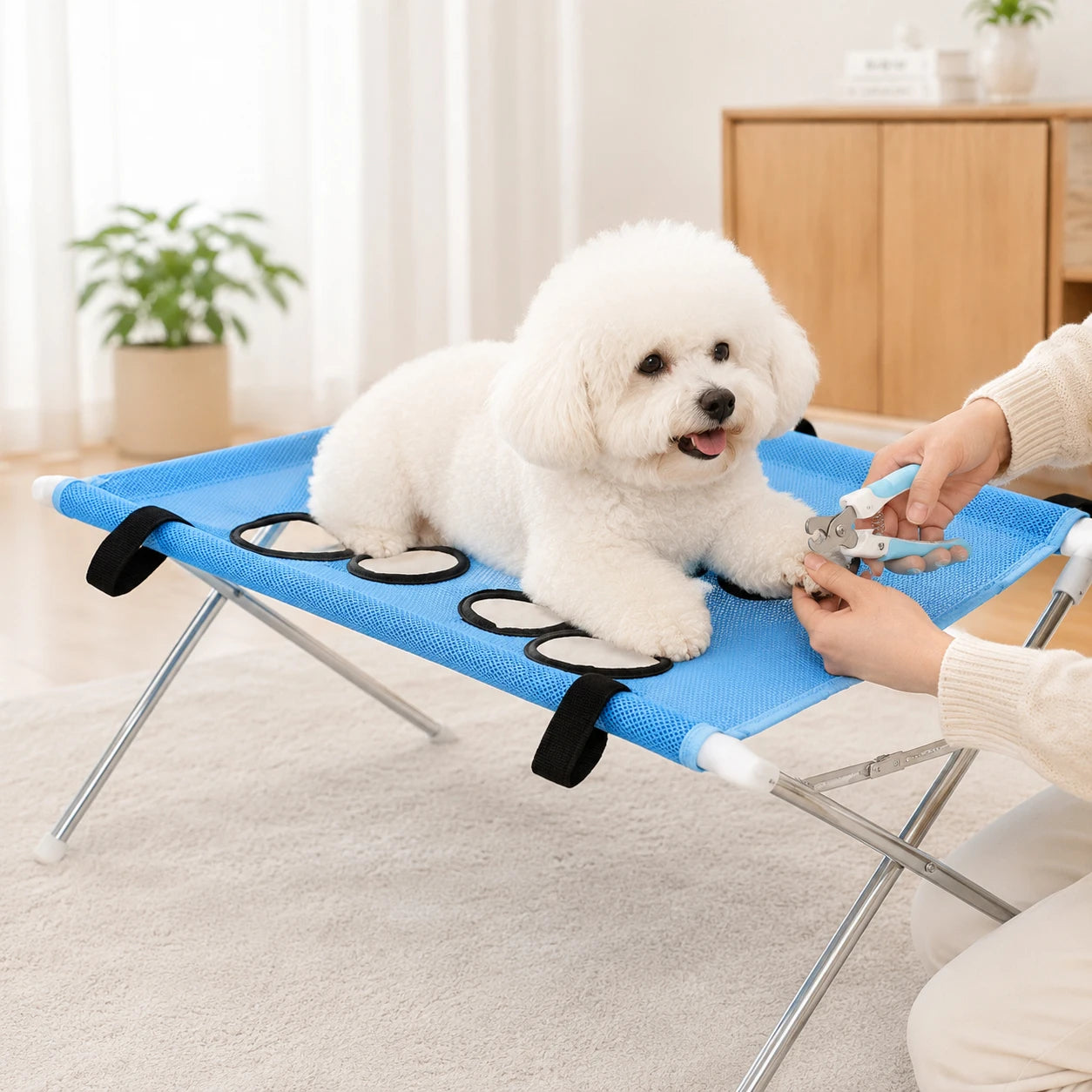 Pet Grooming Hammock Stand Foldable Dog Cat  Bathing Drying Sling Breathable Mesh Bath Helper for Small Pets