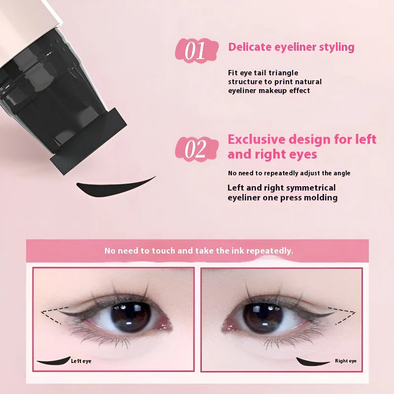 Lazy Integrated Eyeliner Stamp Symmetric Precise Outline Seal Lasting Waterproof Liquid Eye Liner Pen Extended Eye Tail Makeup