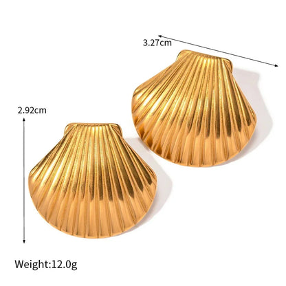 Vintage Stainless Steel Gold Plated Texture Snail Conch Shell Earrings for Women CZ Zircon Starfish Earring Beach Jewelry Gifts