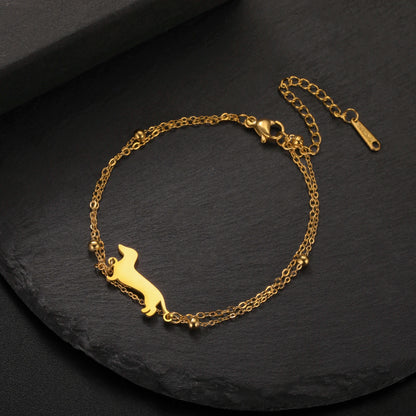Cute Dachshund Dog Stainless Steel Bracelet for Women's Valentine's Day Commemorative Day Jewelry and Gift Wholesale