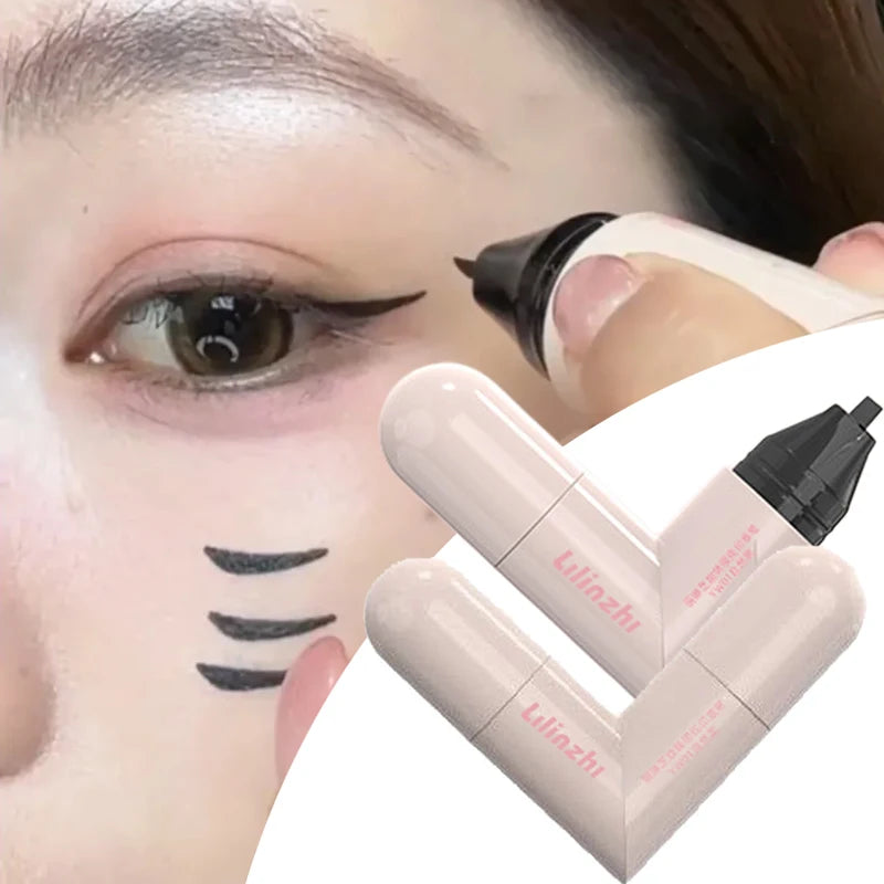 Lazy Integrated Eyeliner Stamp Symmetric Precise Outline Seal Lasting Waterproof Liquid Eye Liner Pen Extended Eye Tail Makeup