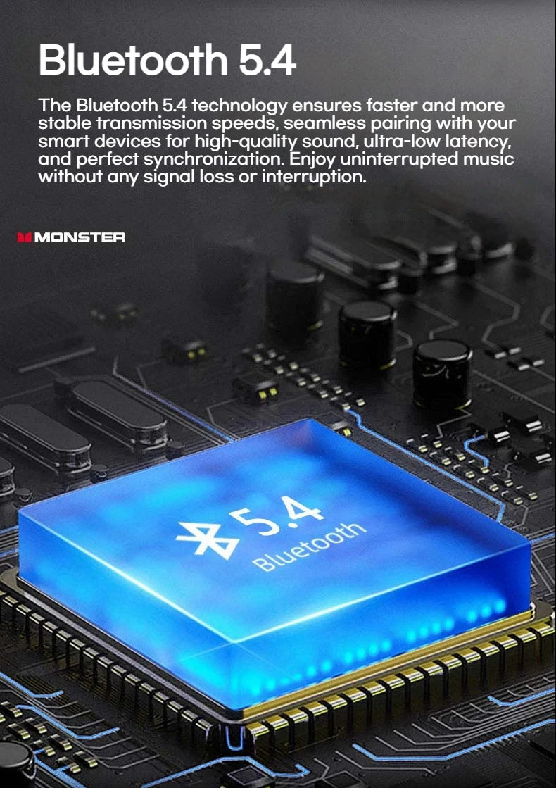 Monster Touch Pro100 OWS Ear Hook Headphones Smart Touch Screen Bluetooth 5.4 Earbuds Open Ear Wireless Earphone Support TF Card