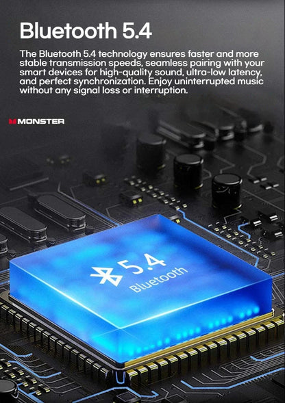 Monster Touch Pro100 OWS Ear Hook Headphones Smart Touch Screen Bluetooth 5.4 Earbuds Open Ear Wireless Earphone Support TF Card