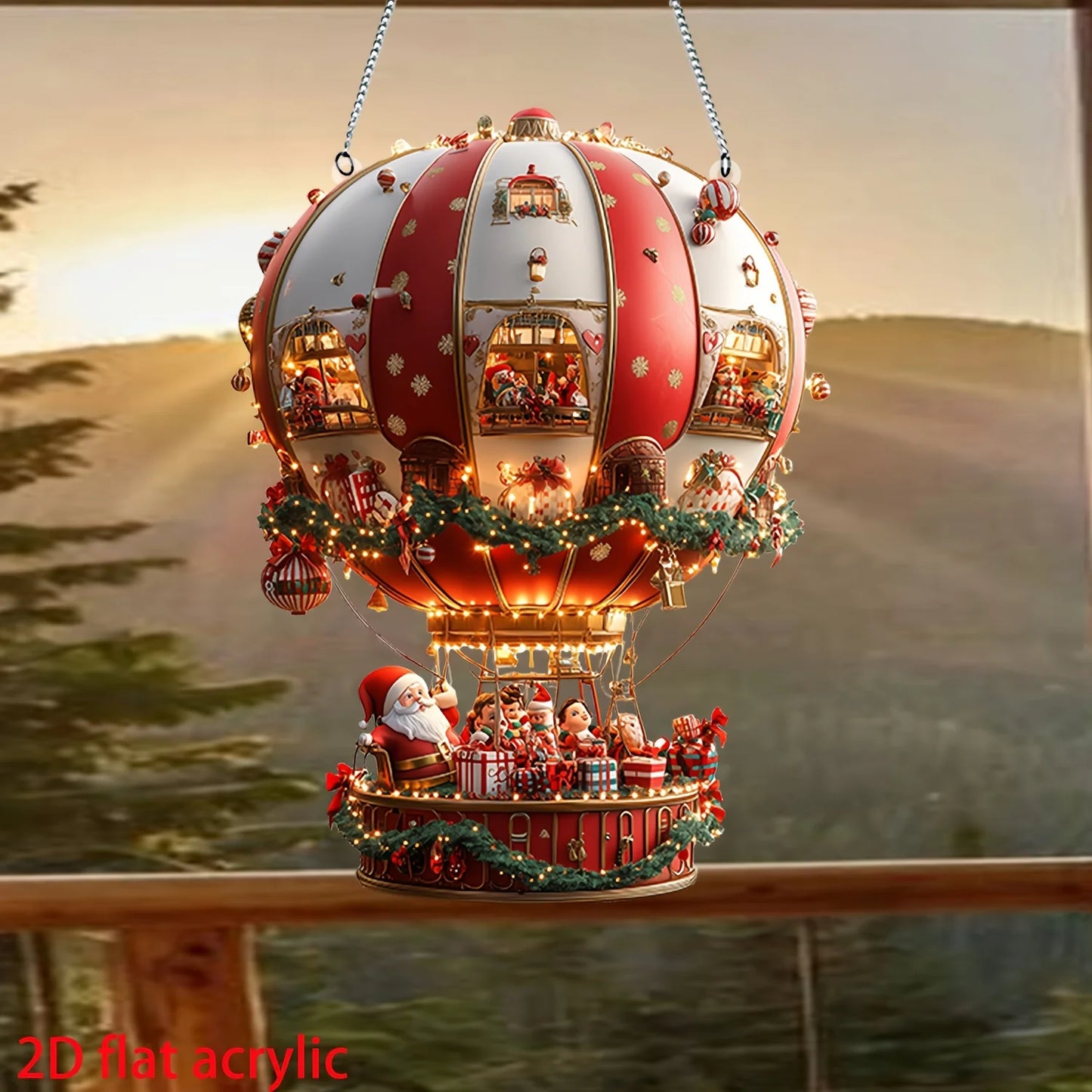 Balloon Christmas Day Ornaments 2D Flat Acrylic Hot Air Balloon Glass Ornament For Christmas Day Big Decoration IntéRieur